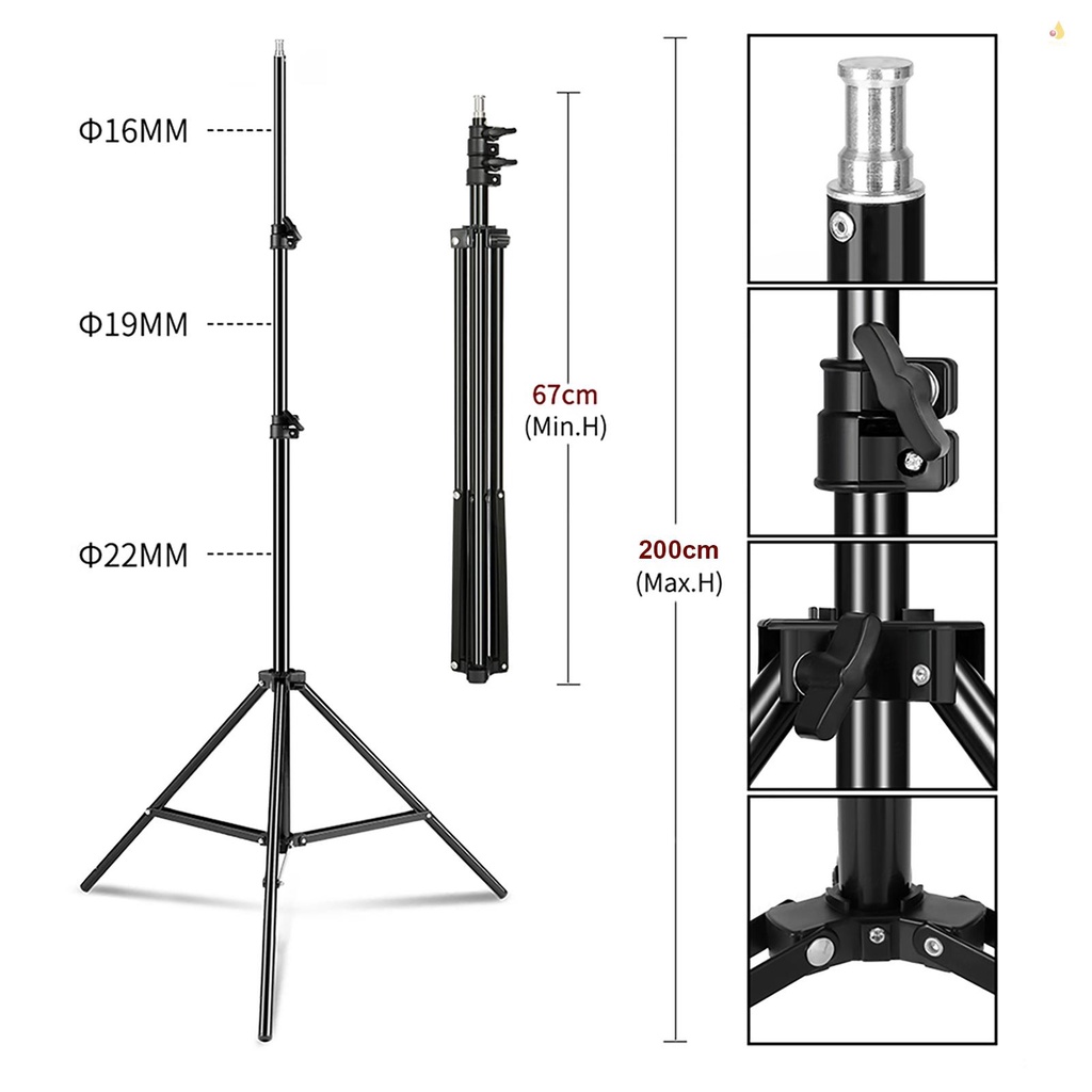 Ô Dù Che Nắng 33 Inch Màu Trắng * 2 + 2M Có Chân Đứng Tripod Bằng Kim Loại * 2 + E27