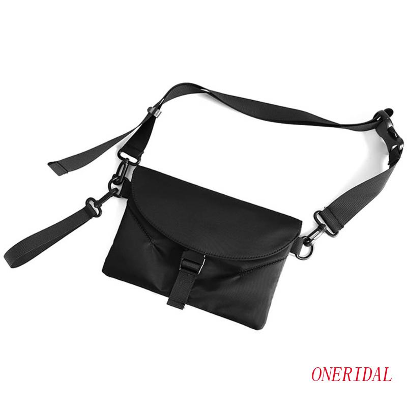 Túi Đeo Chéo Nylon Màu Đen Trơn Đơn Giản Sáng Tạo Dành Cho Nam Nữ