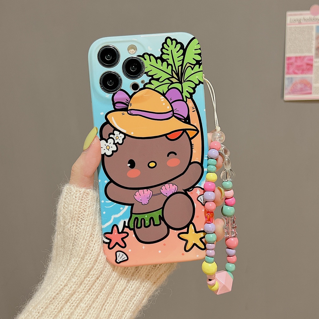 Ốp Điện Thoại tpu Dẻo Họa Tiết Hoạt Hình Sanrio Kèm Vòng Tay &amp; Dây Đeo Cho iPhone 11 13 12 14 PRO MAX