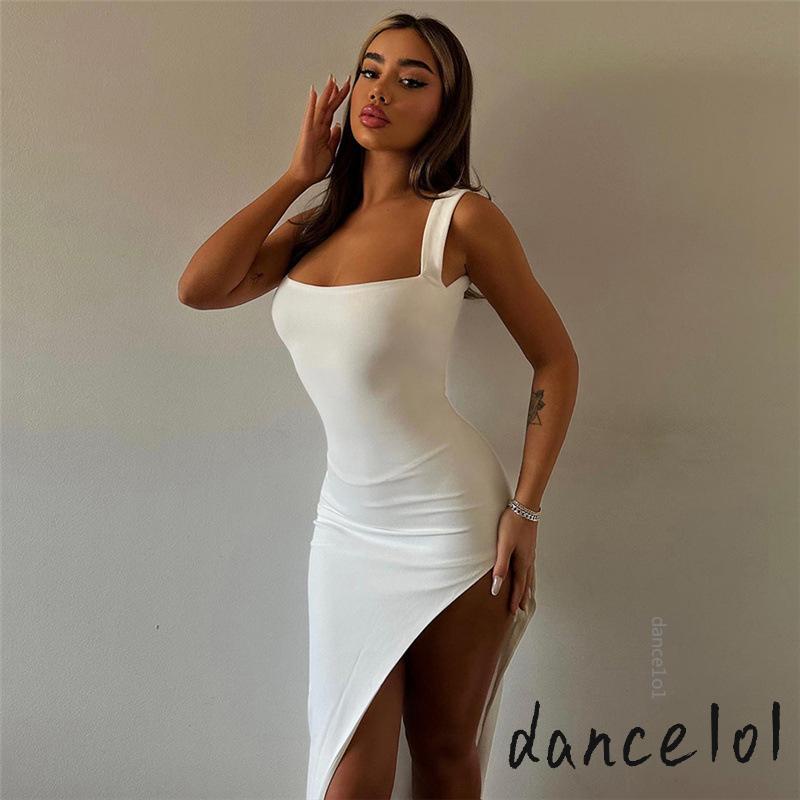 Đầm Dài Không Tay Xẻ Tà Cao Hở Lưng Màu Sắc Trơn Dành Cho Nữ Nhảy Múa 1O1