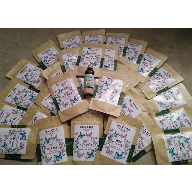 100gr Bột rửa mặt thảo dược Matcha ngừa mụn; sạch da; kiềm dầu .
