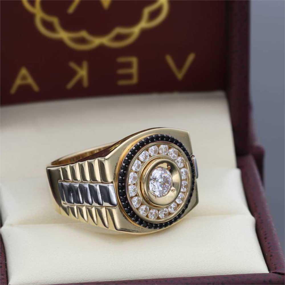 Nhẫn Thép Titan Đính Đá Zircon Sang Trọng Phong Cách Hip Hop Cho Nam