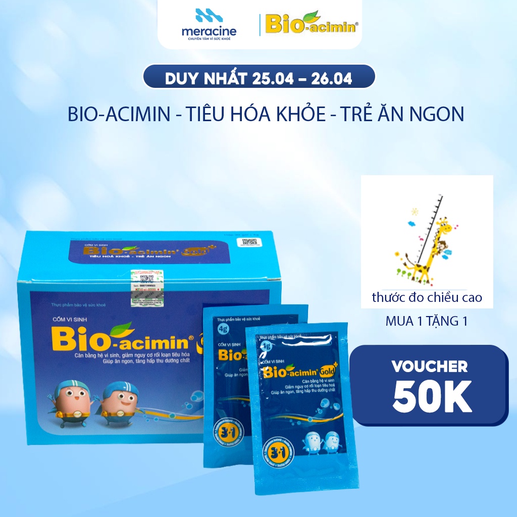 Cốm vi sinh Bio acimin Gold hỗ trợ trẻ ăn ngon tự nhiên bổ sung vi chất và các amin thiết yếu hộp 30 gói