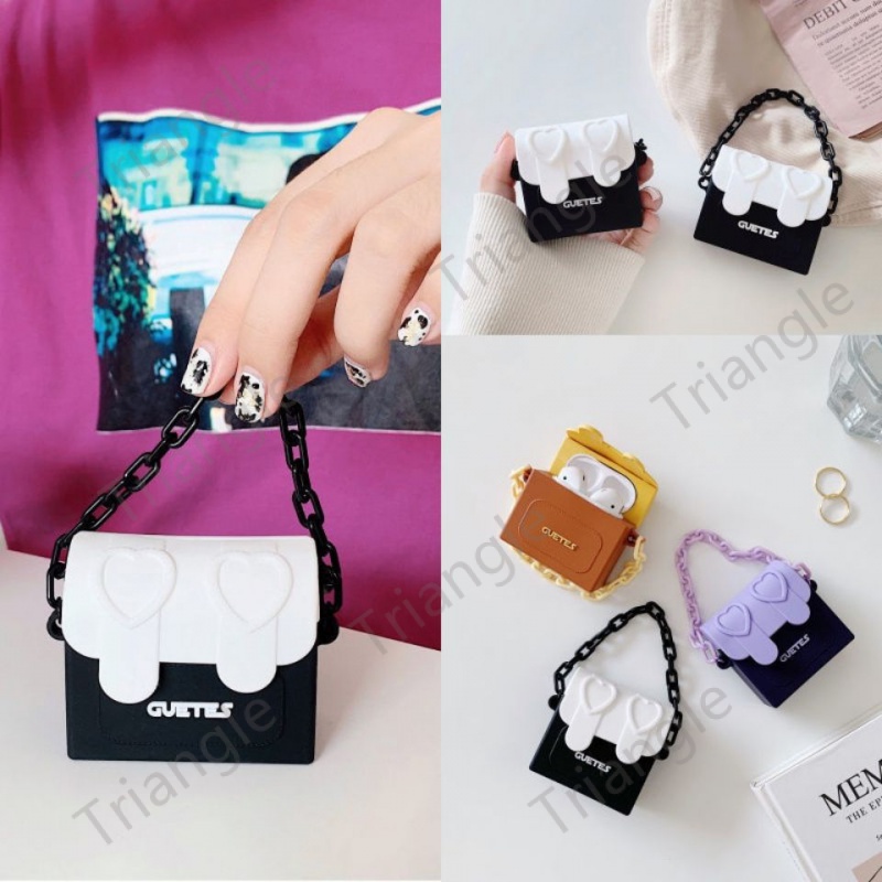 Vỏ Bảo Vệ Hộp Sạc Tai Nghe Bluetooth Không Dây airpods pro2 Airpods1 2 3 Airpods1 / 2 pro3 Bằng Silicon Hình Túi Xích Thời Trang