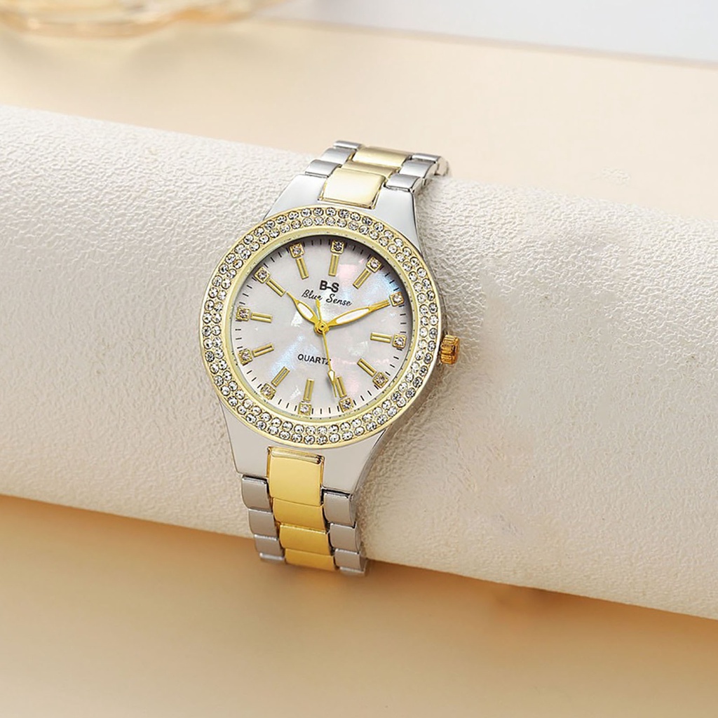 Đồng Hồ Đeo Tay Mặt Tròn Đính Đá Lấp Lánh Thời Trang Cho Nữ