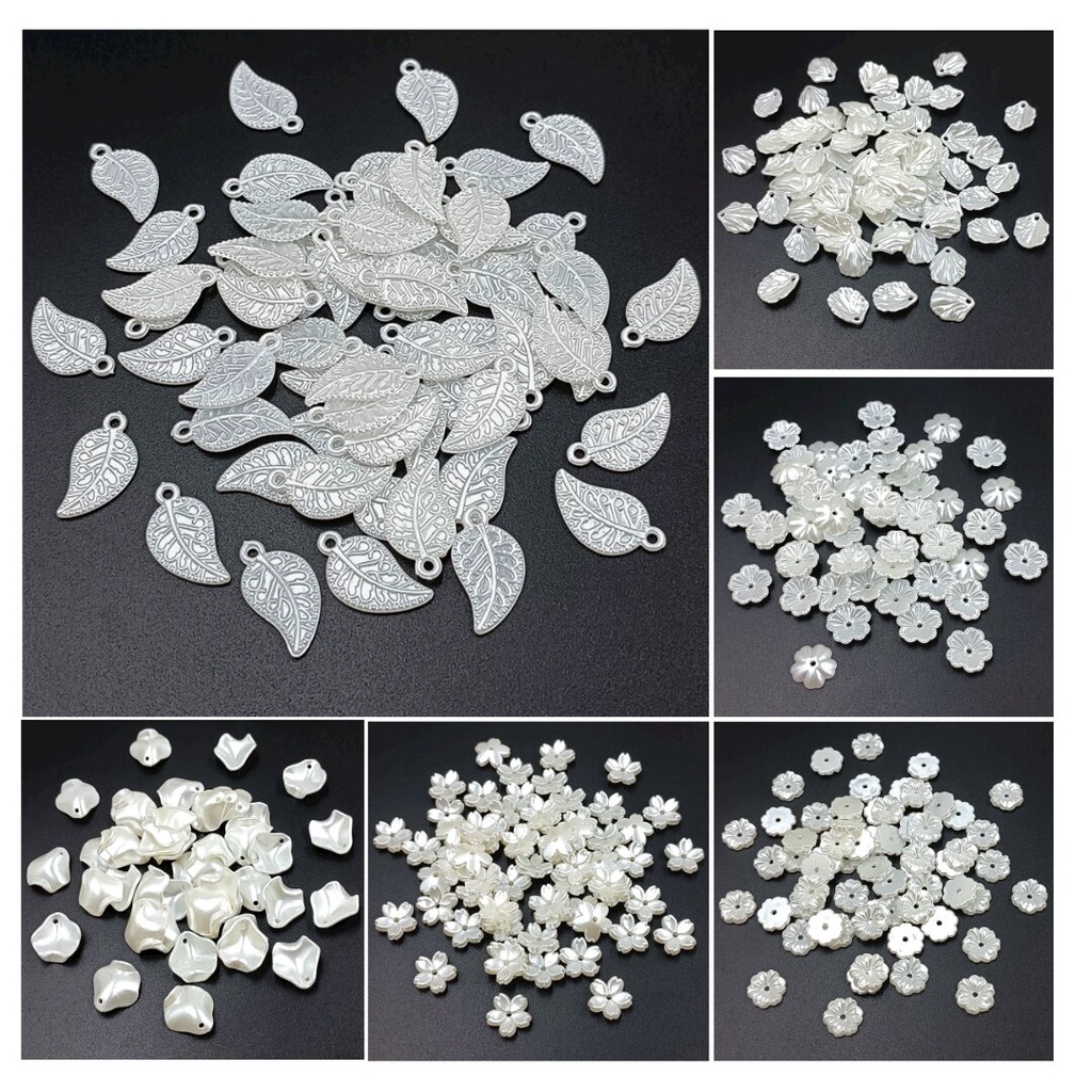 Set 50 / 100 Giá Đỡ Hạt Ngọc Trai / Bông Hoa Bằng ABS Dùng Làm Trang Sức DIY Thời Trang