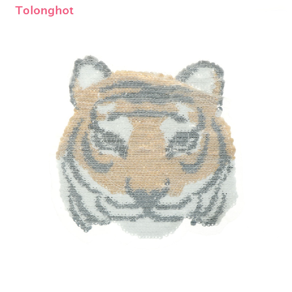 Tolonghot &gt; Miếng Dán Ủi Thêu Hình Hổ Đính Kim Sa Có Thể Đảo Ngược Thay Đổi Màu Sắc