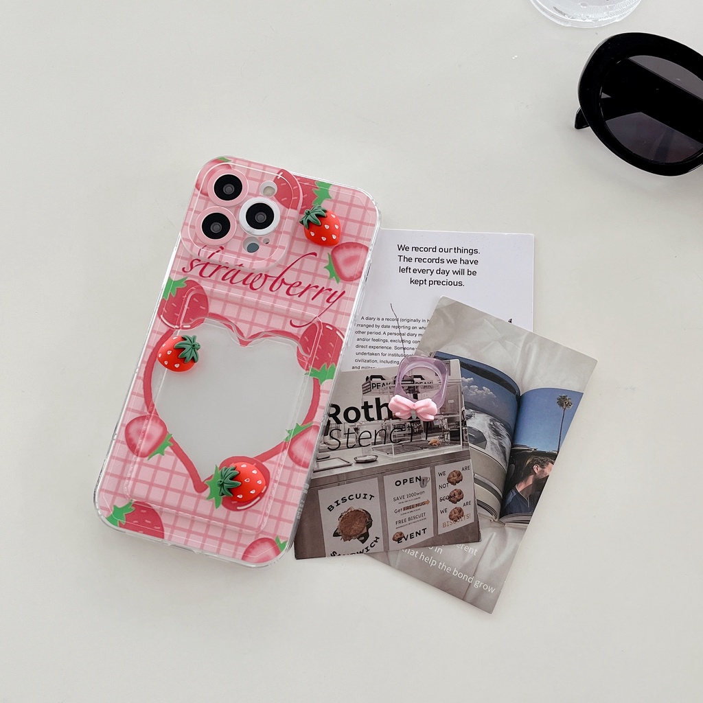 Ốp Điện Thoại TPU Dẻo Trong Suốt Họa Tiết Trái Dâu / Đôi Mắt Thiên Thần Cho iPhone 14 13 12 11 Pro XR XS Max 7 8 14 Plus