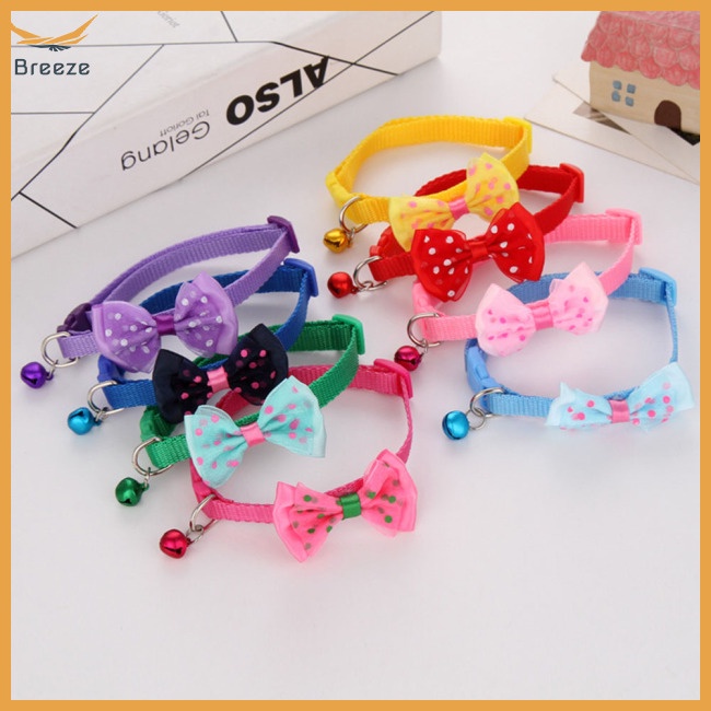 Vòng Cổ Thắt Nơ Họa Tiết Chấm Bi Nhiều Màu Sắc Tùy Chỉnh Chống Mòn Kích Thước Thời Trang Cho Thú Cưng