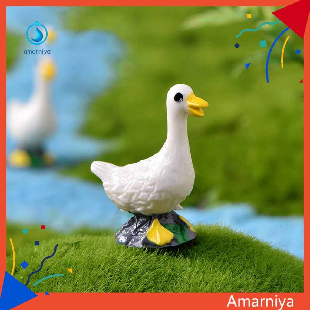 2 Tượng Vịt Con Trắng Dùng Trang Trí Tiểu Cảnh