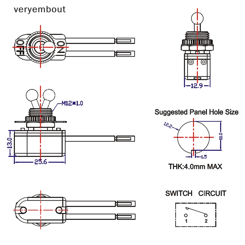 Công Tắc Gạt Điện Tiêu Chuẩn Có Dây Cáp MT-2021 SPST AC 250V 6A On / Off