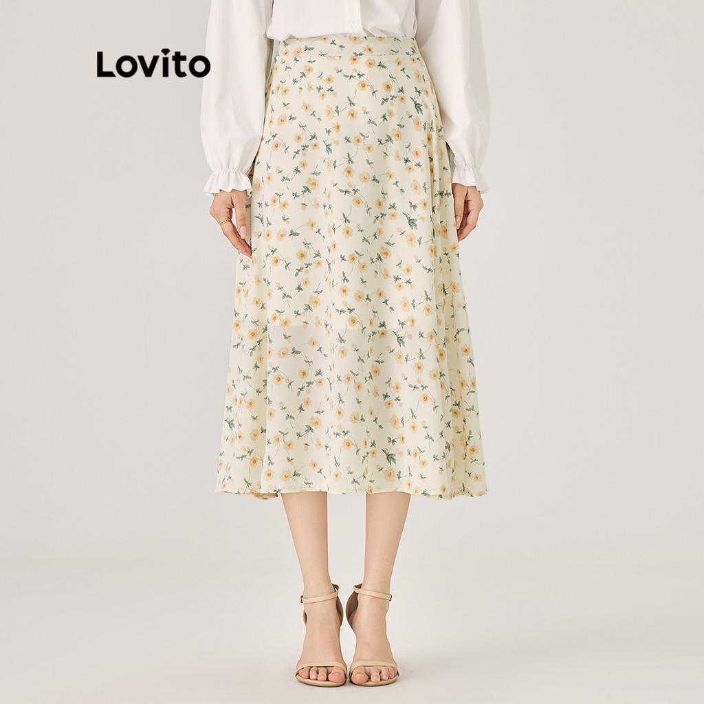 Váy Maxi Chữ A Họa Tiết Lovito Cho Nữ L47ED091 (Off White)
