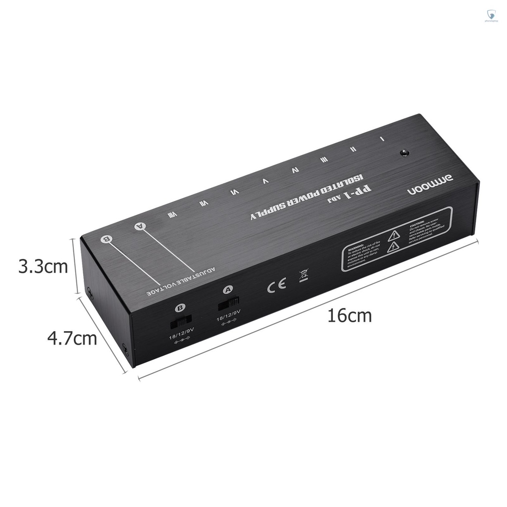 Bộ Phân Phối Hiệu Ứng Đàn Guitar PP-1 Di Động 10 Đầu Ra DC 9V / 12V / 18V Vỏ Kim Loại