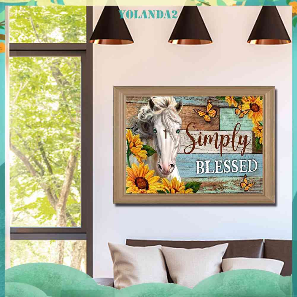 Tranh Đính Đá Kim Cương Toàn Bộ 5D DIY Hình Vẽ Hoa Hướng Dương Ngựa