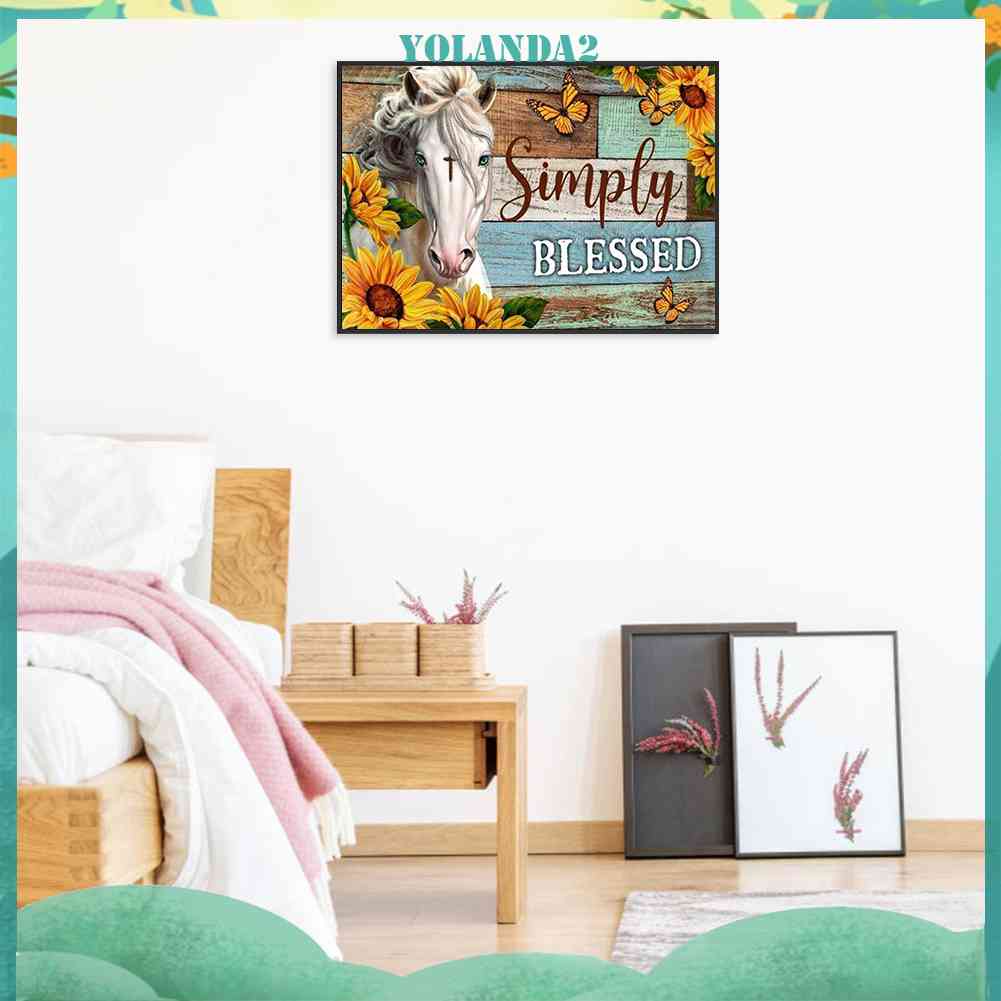 Tranh Đính Đá Kim Cương Toàn Bộ 5D DIY Hình Vẽ Hoa Hướng Dương Ngựa