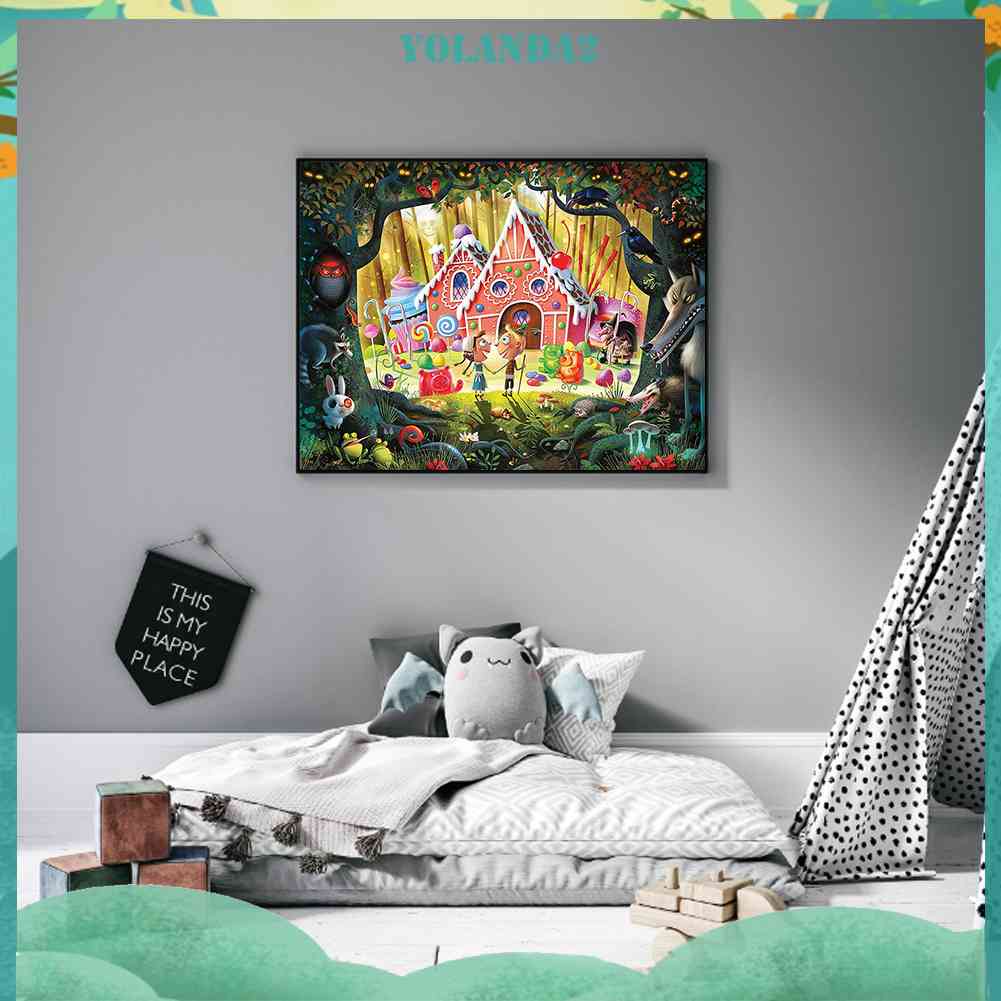 Bộ Tranh Đính Đá 5D Họa Tiết Ngôi Nhà Kẹo Alice Ở Xứ Sở Thần Tiên Độc Đáo