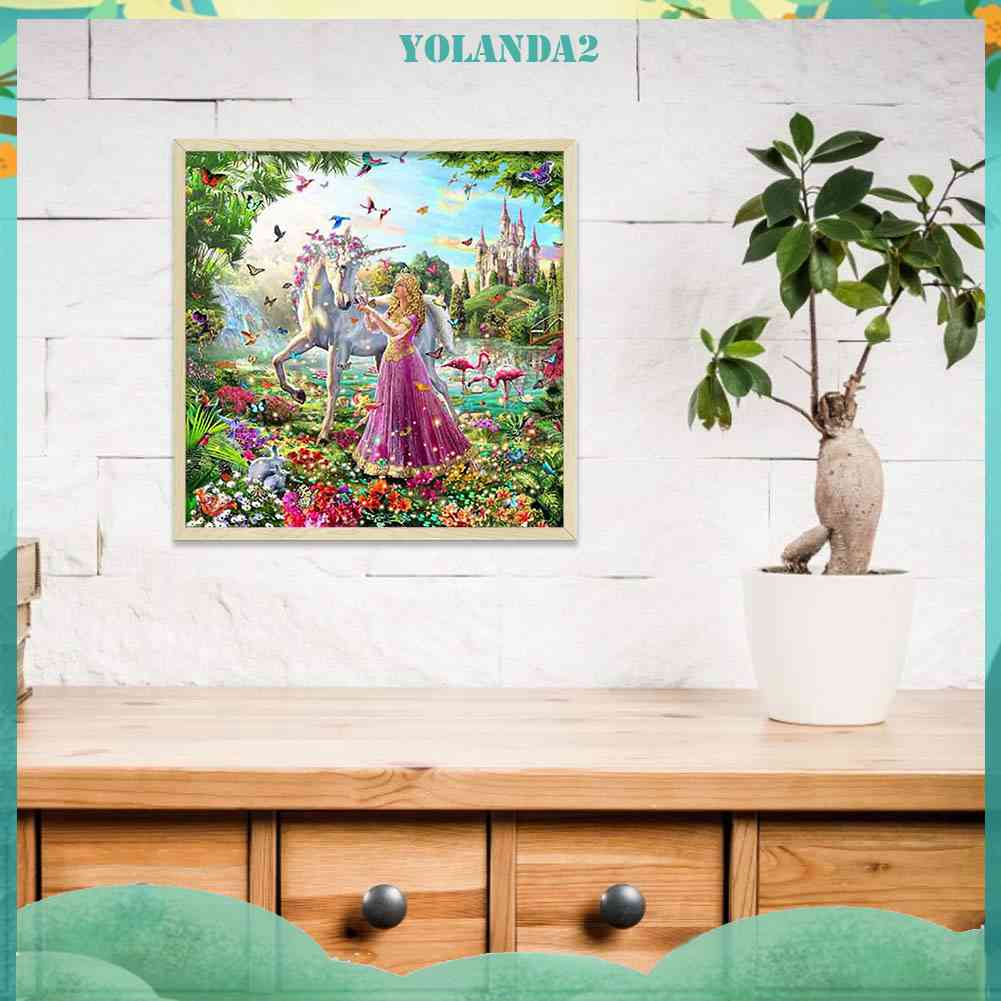 Tranh Đính Đá Kim Cương Toàn Bộ 5D DIY Hình Vẽ Công Chúa Kỳ Lân