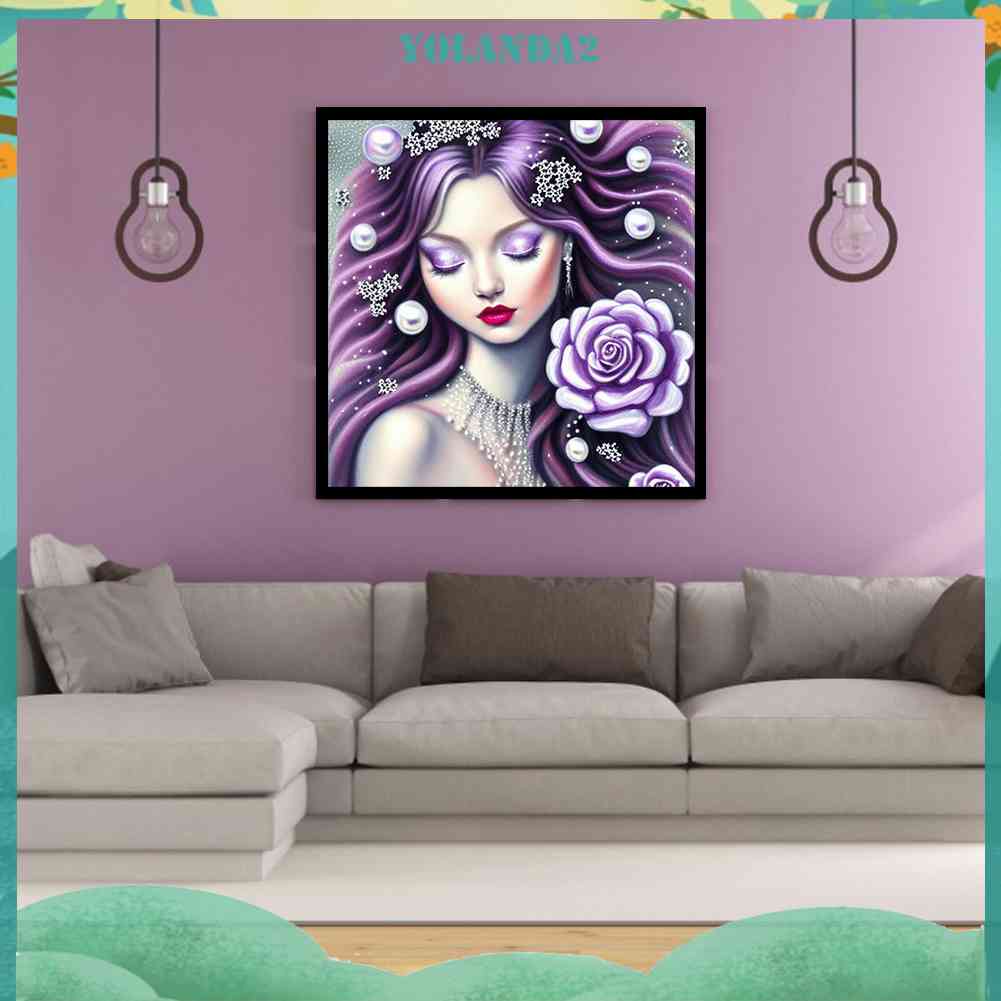 Tranh Đính Đá Kim Cương Toàn Bộ 5D DIY Hình Vẽ Cô Gái Trang Trí Nhà Cửa