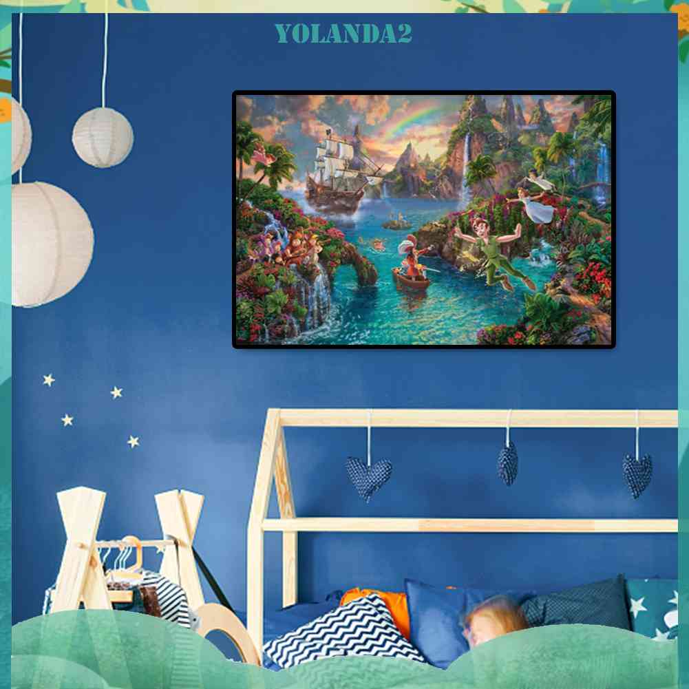 Bộ Tranh Đính Đá Họa Tiết Hòn Đảo Hoạt Hình Độc Đáo Trang Trí Nhà Cửa