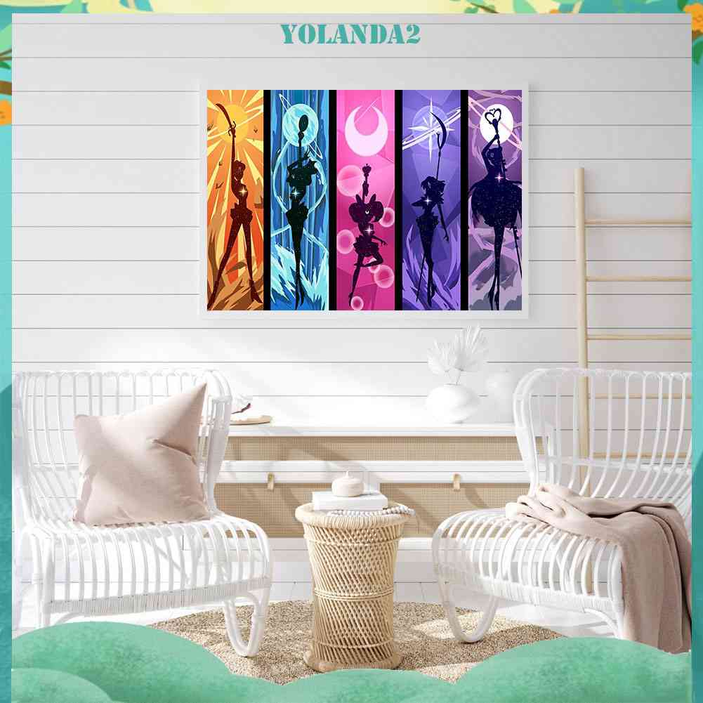 Tranh Đính Đá Kim Cương Toàn Bộ 5D DIY Hình Vẽ Thủy Thủ Mặt Trăng Dùng Trang Trí Nhà