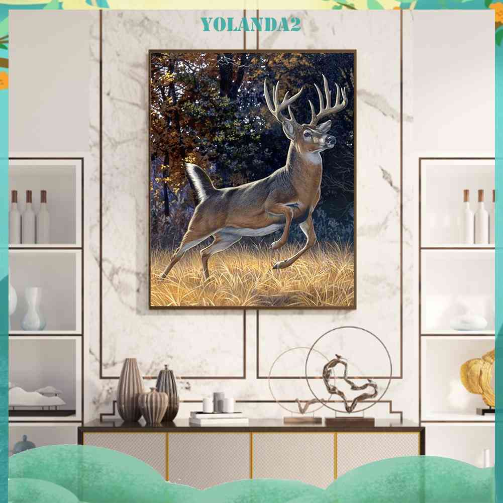 Bộ Tranh Đính Đá Tự Làm Hình Hươu Kích Thước 40x50cm