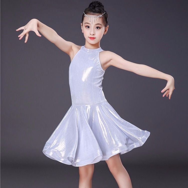 Đầm Khiêu Vũ Latin Không Tay Thời Trang Mùa Hè Cho Bé Gái