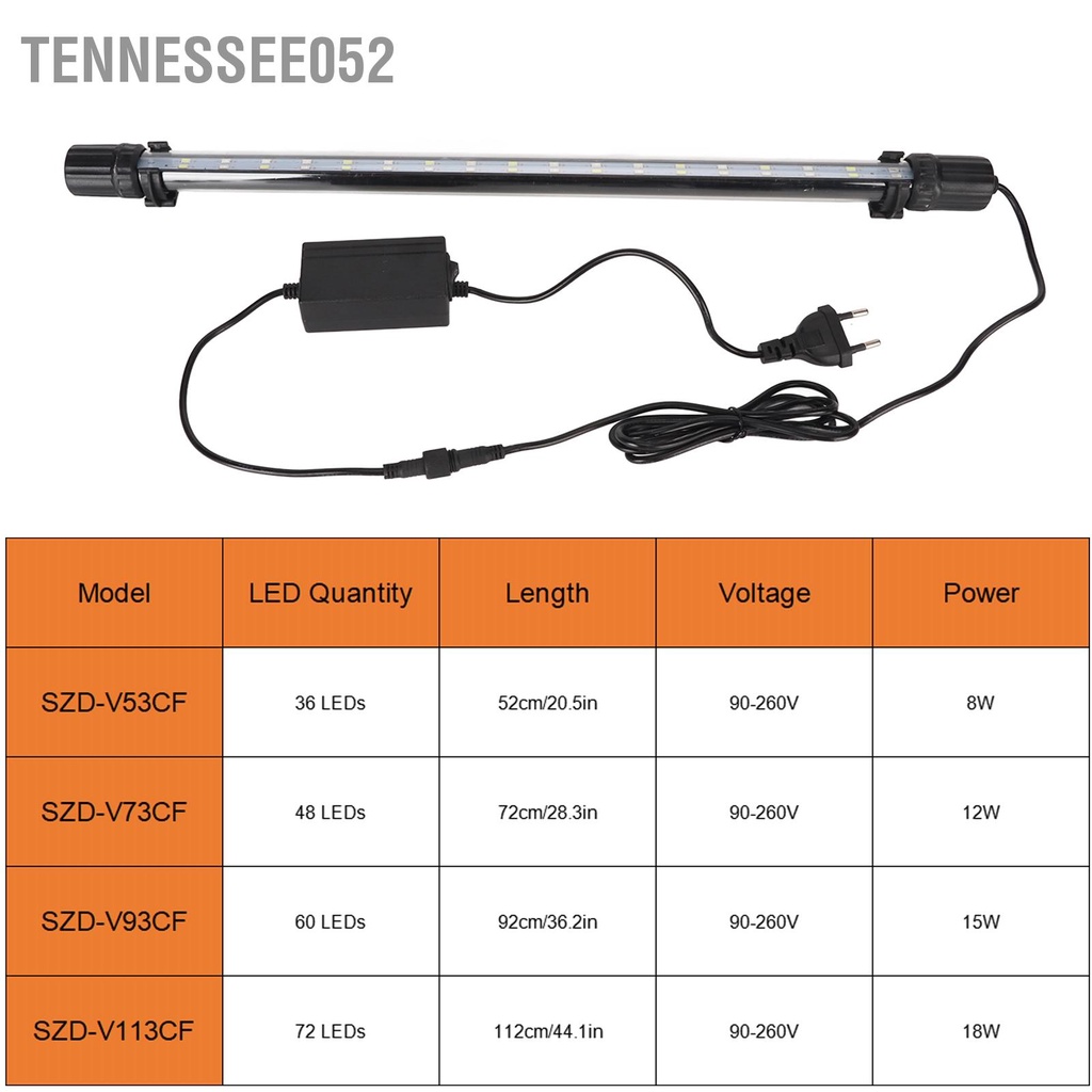 Tennessee052 Bể Cá Cảnh Đèn LED Chống Nước Mờ Độ Sáng Cao 3 Chế Chiếu RGB Phích Cắm Châu Âu 240V
