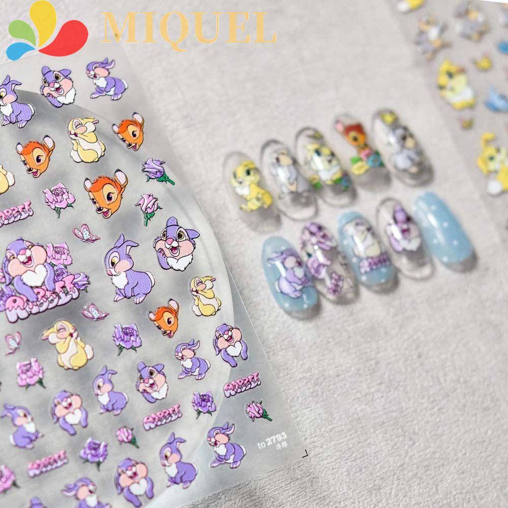 Miếng Dán Móng Tay Tự Dính Họa Tiết Hoạt Hình Động Vật / Hoa Tulip / Thỏ Thời Trang