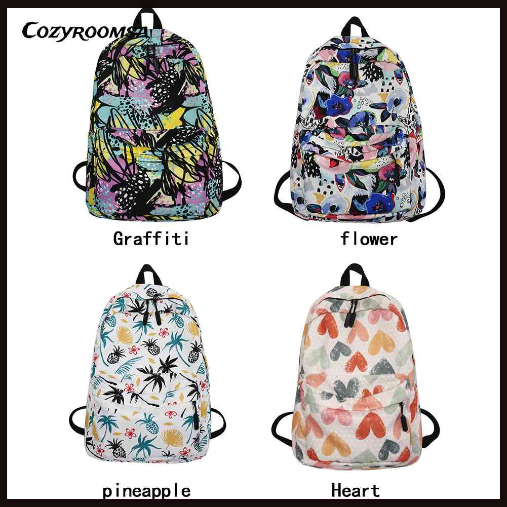 Ba Lô Lớn In Họa Tiết Hoạt Hình Graffiti Phong Cách Preppy Cho Nữ