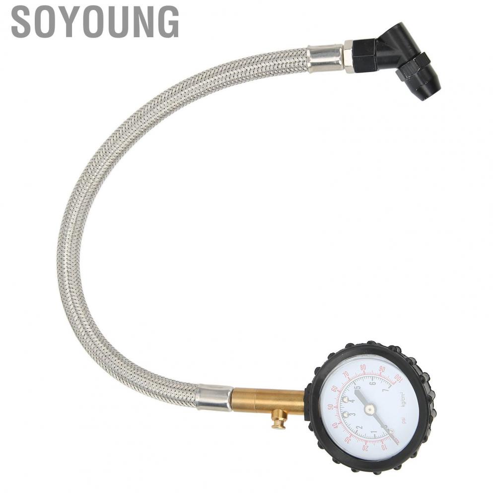 Soyoung Air Inflator Gauge  2pcs Pressure Resistant Tire Pressure Gauge 4 Units Heavy Duty  for Bike for Car