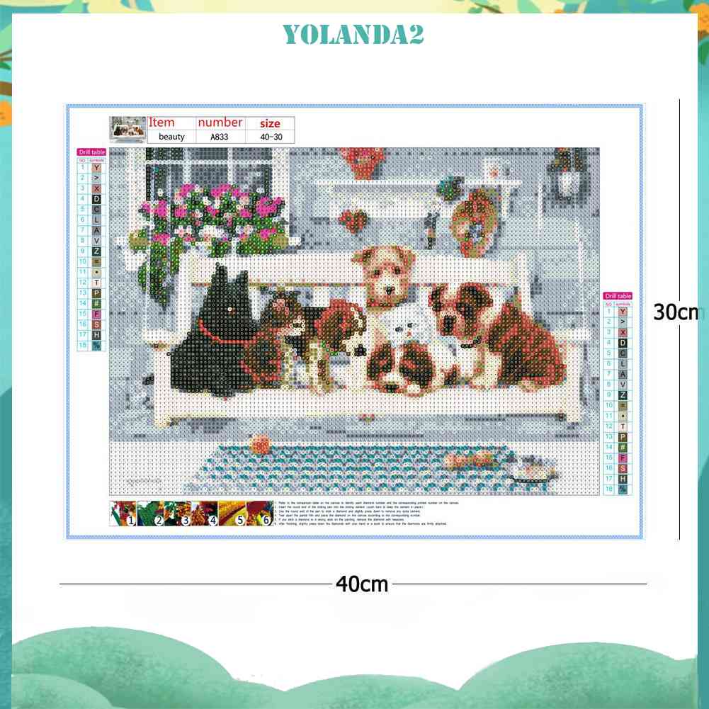 Tranh Đính Đá Kim Cương Toàn Bộ 5D DIY Hình Vẽ Chó Mèo