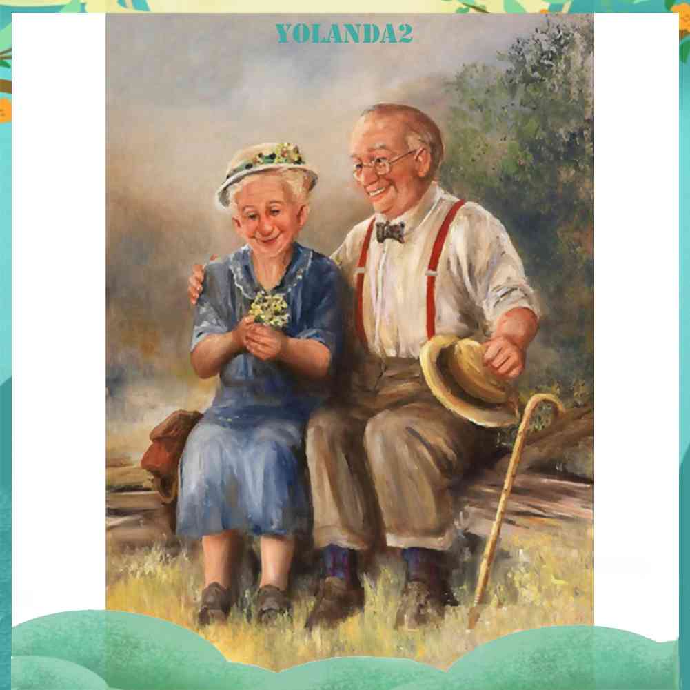 Tranh Đính Đá Kim Cương Toàn Bộ 5D DIY Hình Người Già Ấm Áp