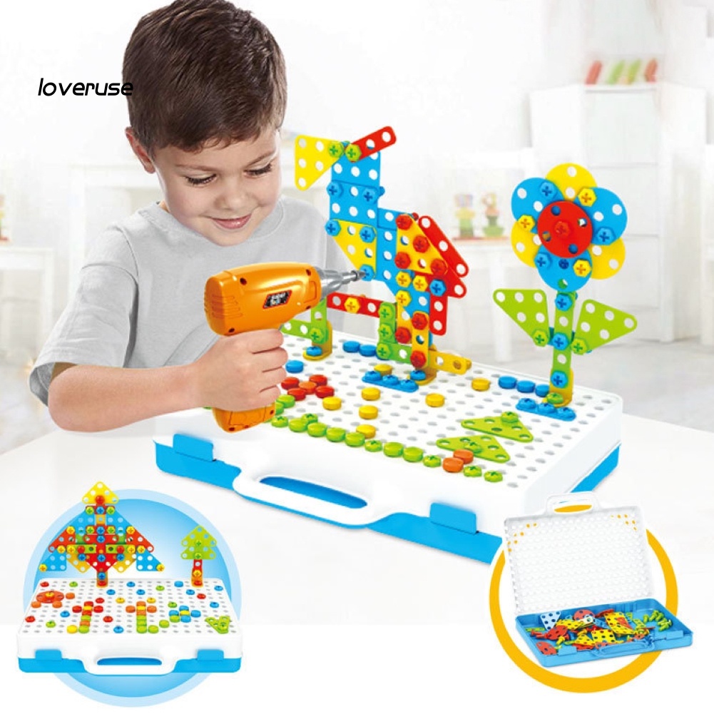 Đồ Chơi Lắp Ráp Hình Khối DIY Kèm Tua Vít Điện Cho Bé