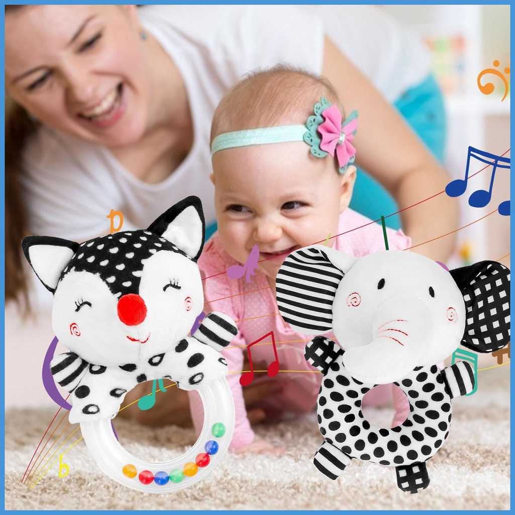 Set 2 Lục Lạc Đồ Chơi Mềm Mại Có Vòng Nhẫn Có Thể Giặt Sạch Dành Cho Trẻ Em