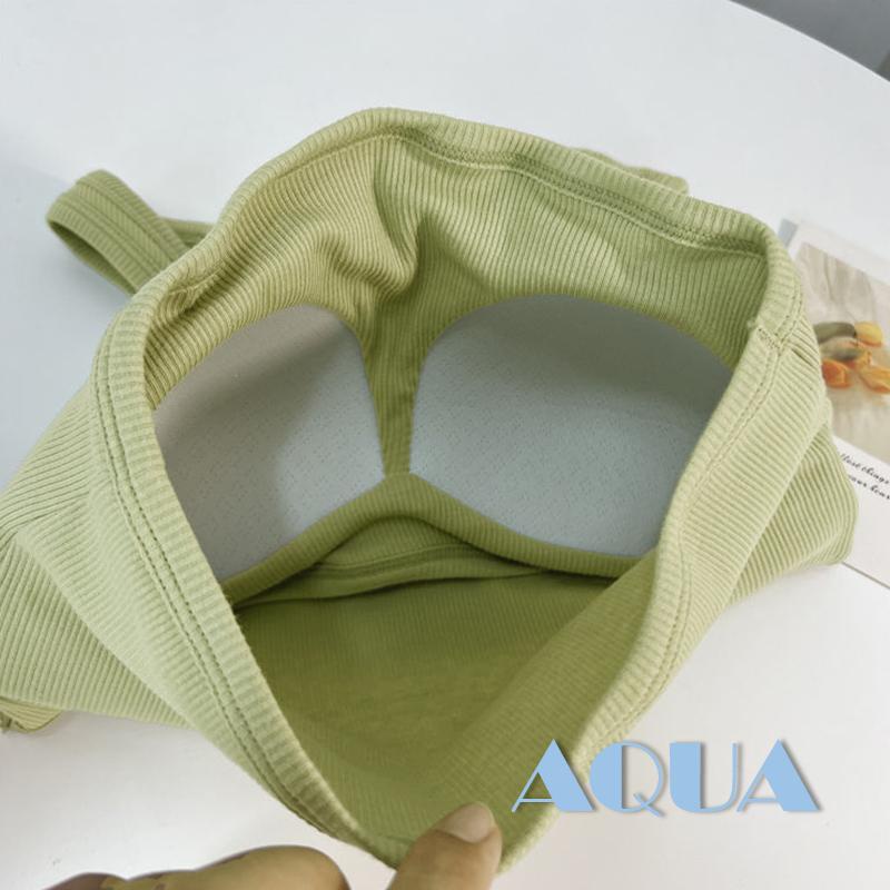 Áo Ngực Thể Thao Crop Top Không Tay Có Mút Đệm Màu Trơn Thời Trang Mùa Hè Dành Cho Nữ