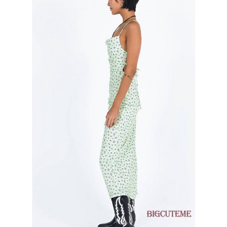 Đầm Hai Dây Mùa Hè Họa Tiết Hoa Hở Lưng Cho Nữ