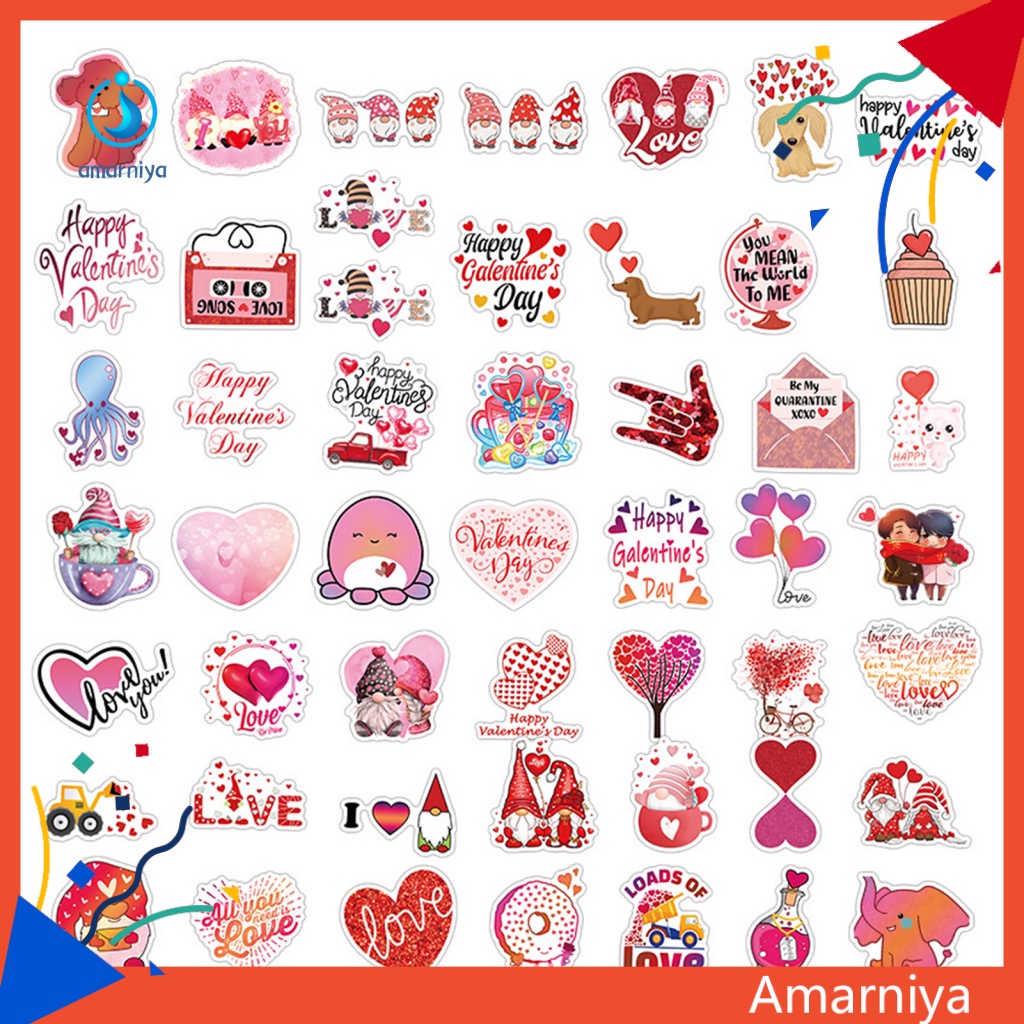 Set 50 Miếng Dán Trong Suốt Trang Trí Cốc Nước In Chữ AMAR Dễ Tháo Gỡ