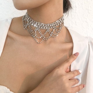 Vòng cổ Bạc Đính Đá Pha Lê Thời Trang Dành Cho Nữ