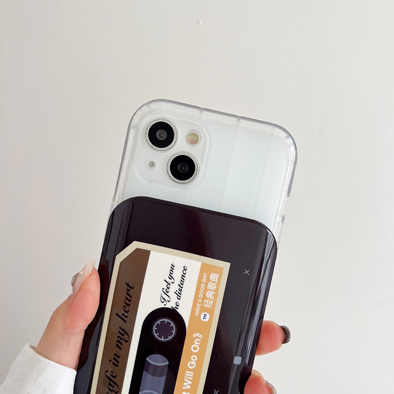 Ốp Điện Thoại Hình Cuộn Băng CD Tích Hợp Gương Và Trượt Bảo Vệ Cho iPhone 14 Pro Max 13 12 11