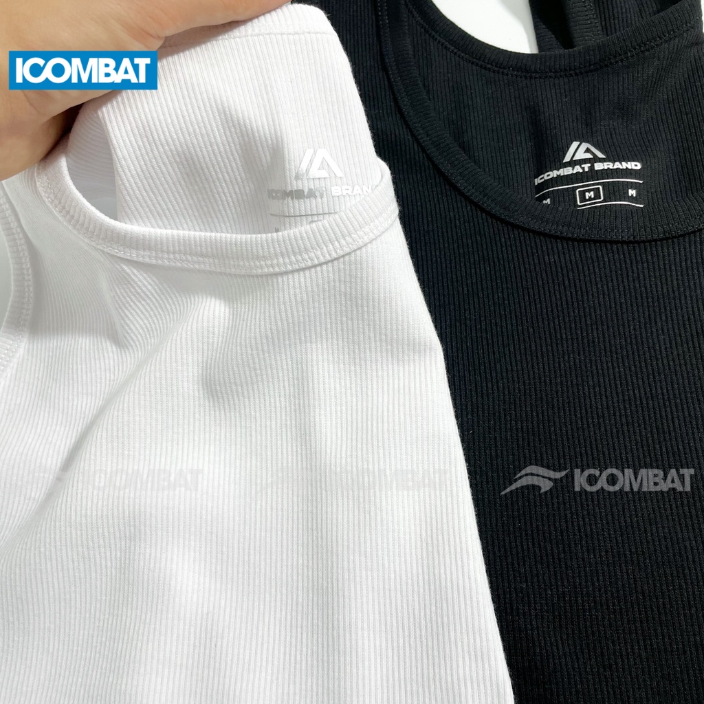 Áo ba lỗ thun gân iCombat áo sát nách gân nhỏ thể thao nam Vải Cotton Dày