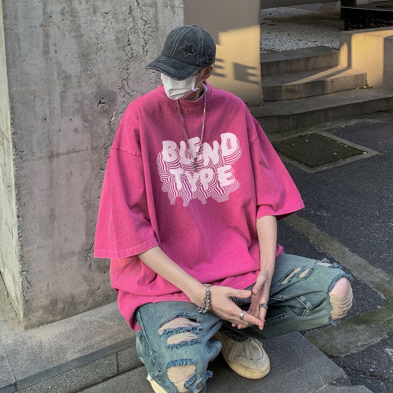 Áo Thun Cotton Tay Ngắn Dáng Rộng Phong Cách Âu Mỹ Cá Tính Cho Nam