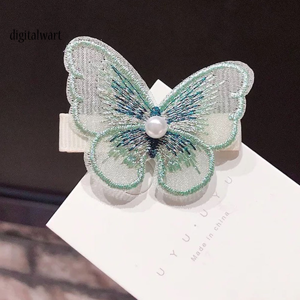 Kỹ Thuật Số| Set 5 Kẹp Tóc Bướm 3D Đính Ngọc Trai Giả Thời Trang Nữ