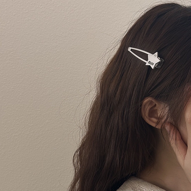 Kẹp Tóc Mỏ Vịt Bằng Kim Loại Màu Bạc Nhẹ Hình Ngôi Sao Sang Trọng Hàn Quốc Cho Nữ