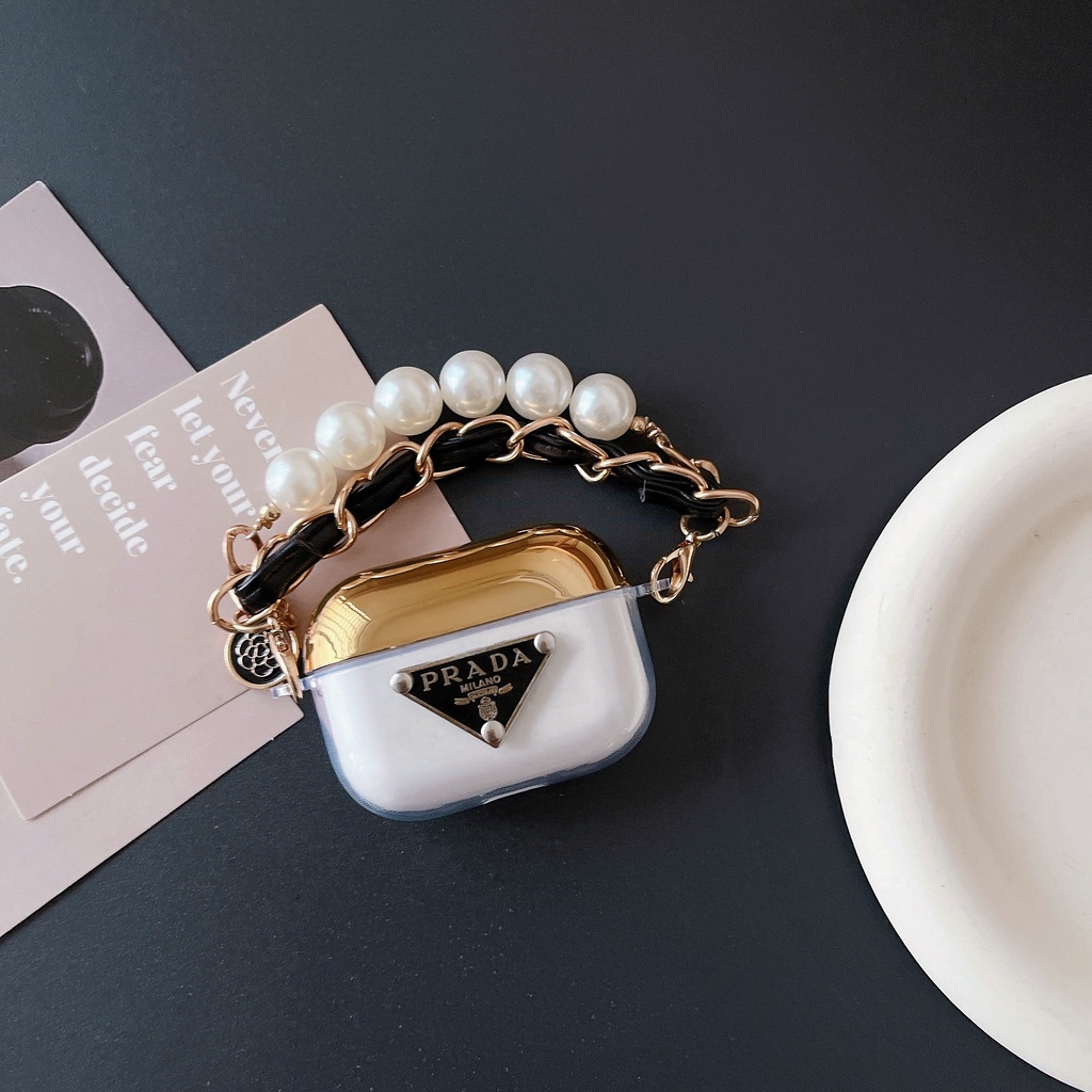 Vỏ Bảo Vệ Hộp Sạc Tai Nghe AirPods 1 / 2 / 3 Pro2 2022 Bluetooth Không Dây Bằng tpu Mềm Trong Suốt Chống Trầy Hình Tam Giác Màu Trắng Đen 3D Thời Trang