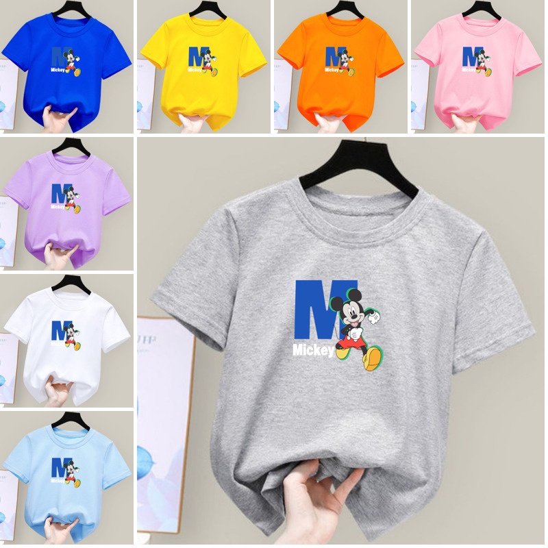 Áo Thun NgắN Tay Unisex In HọA TiếT HoạT HìNh Dễ Thương Cho Bé