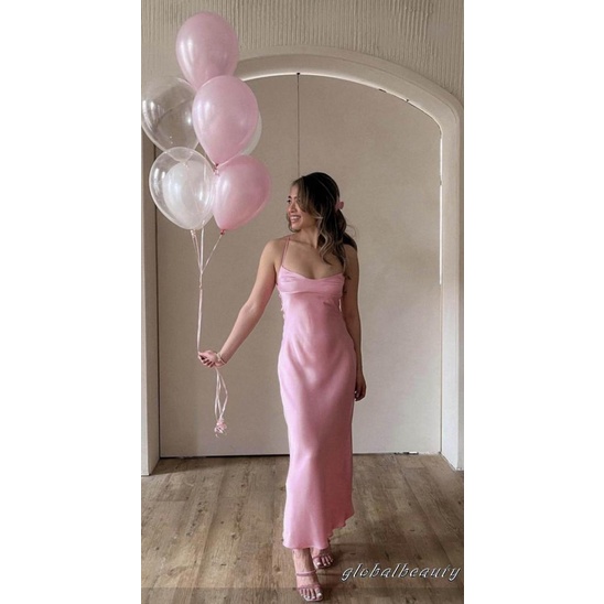 Đầm Dài Không Tay Cổ Chữ V Hở Lưng Màu Sắc Đơn Giản Cho Nữ