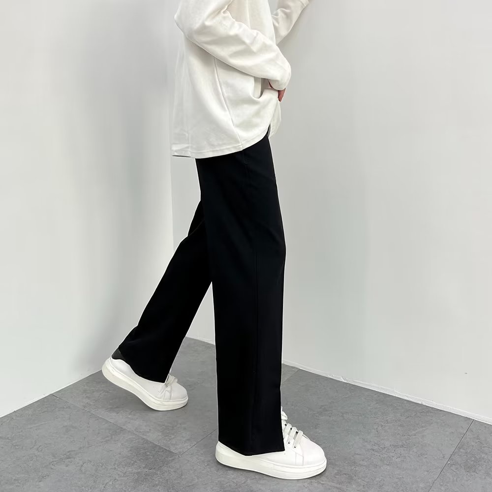 Quần Dài Nam Ống Đứng Xẻ Tà Màu Đen Thời Trang Mùa Hè Cao Cấp