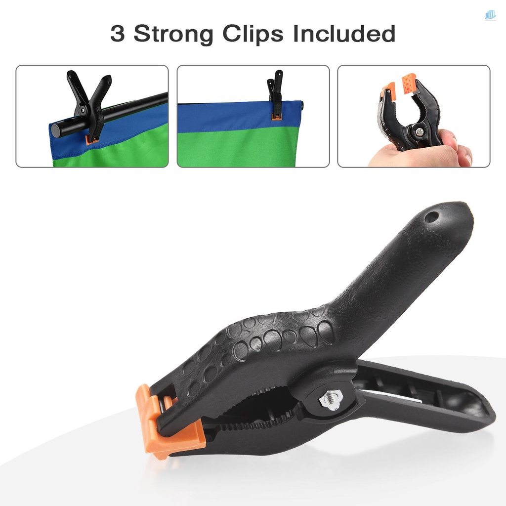 Phông Nền Chụp Ảnh Hai Mặt Màu Xanh Lá Cây Màn Hình Xanh Dương 5x7ft Hình Chữ T 5x7ft Có Thể Điều Chỉnh Kèm Kẹp Lò Xo 3X