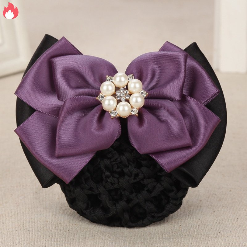 Kẹp Tóc Nơ Lưới Đính Ngọc Trai Chuyên Nghiệp Thời Trang Cho Nữ Y Tá