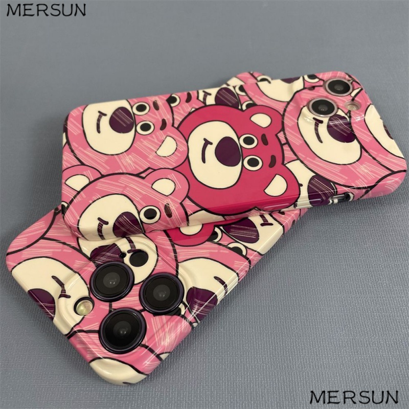 Ốp Điện Thoại Cứng Họa Tiết Gấu Và Dâu Tây Dễ Thương Cho Iphone xr14Pro11 13 12xsmax / 4ZTQ